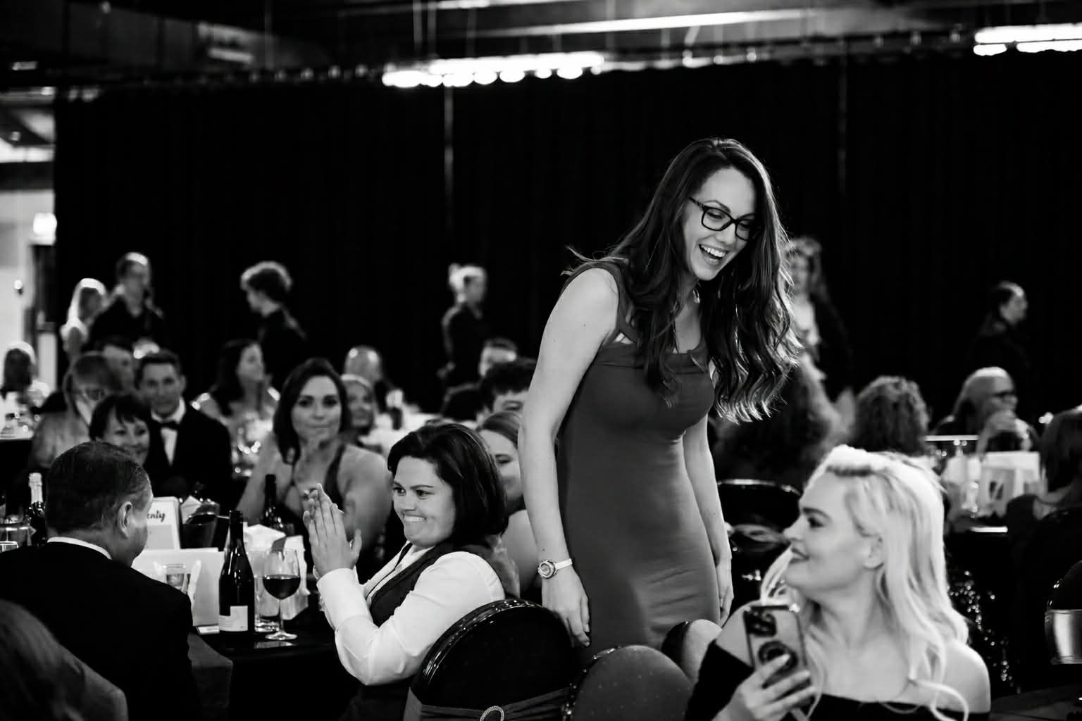 Hayley stands up to accept award